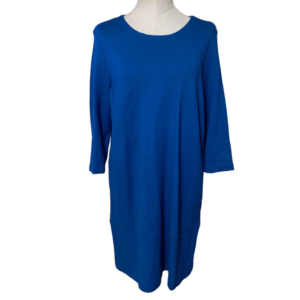 J. Jill Ponte pullover sheath dress with pockets size large petite teal blue